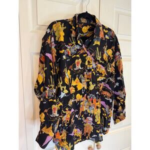 Vintage 80-90’s Paragraff Mens Sz L Western Cowboy Indian Print Shirt